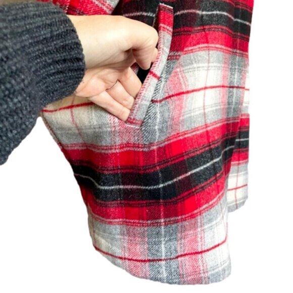 Eddie Bauer Red Plaid Wool Blend Sonoma Cape Poncho Vest - S/M, NWOTs - Picture 5 of 10